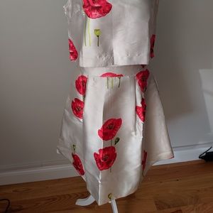 Banana Floral Two Piece Crop Top and Skirt Set